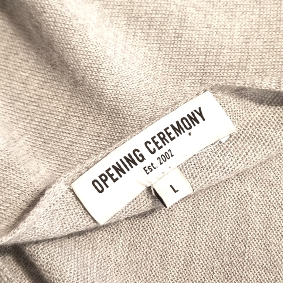 New Gray Merino Wool Low Back Sweater Large
